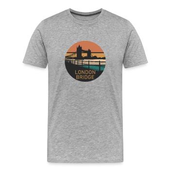 London Bridge Retro Sunset - T-shirt bio Premium Homme - gris chiné - Devant - Damien (186cm)