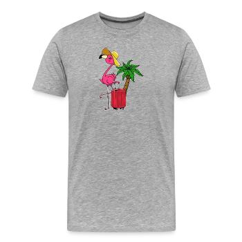 Flamingo Vacation Vacation Palms Caribbean Travel Fun - Men's Premium Organic T-Shirt - heather grey - Front - Damien (186cm)