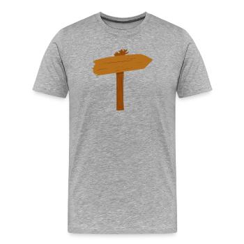 Wegweiser Pfad Weg Richtung - Männer Premium Bio T-Shirt - Grau meliert - Vorne - Damien (186cm)