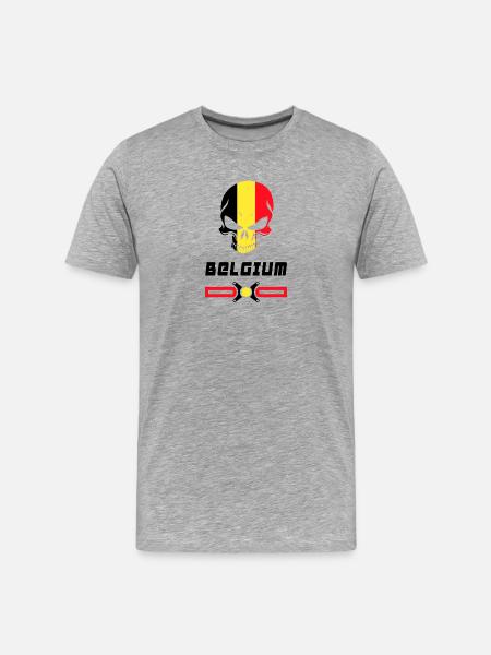 Belgium skull flag design - Men's Premium Organic T-Shirt - heather grey