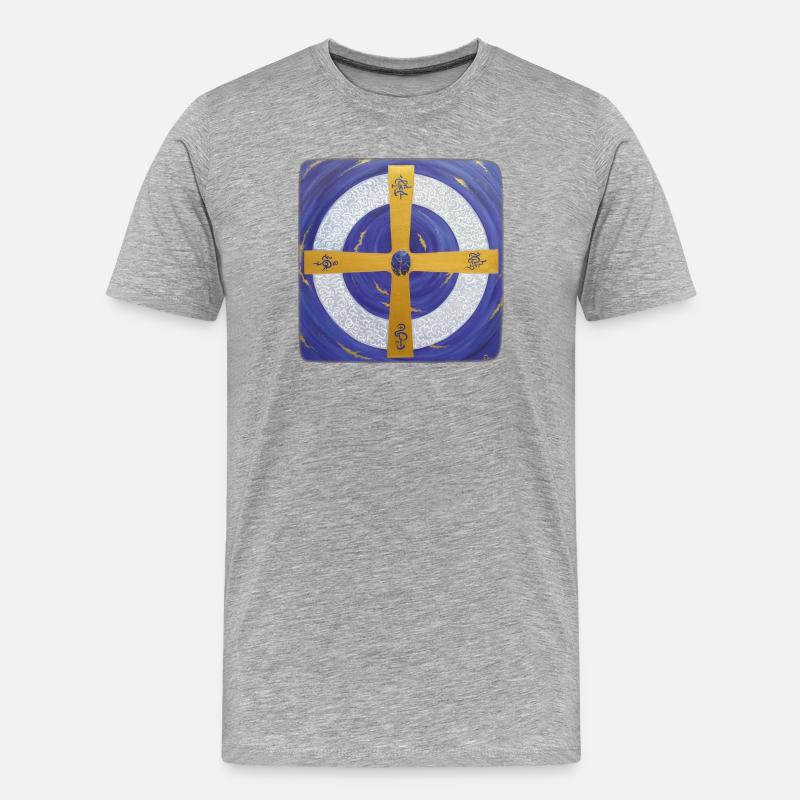 Kristall-Sternentor von Erzengel Michael - Männer Premium Bio T-Shirt - Grau meliert