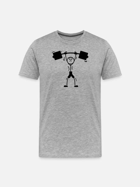 Gewichtheber-Logo, Emblem - Männer Premium Bio T-Shirt - Grau meliert