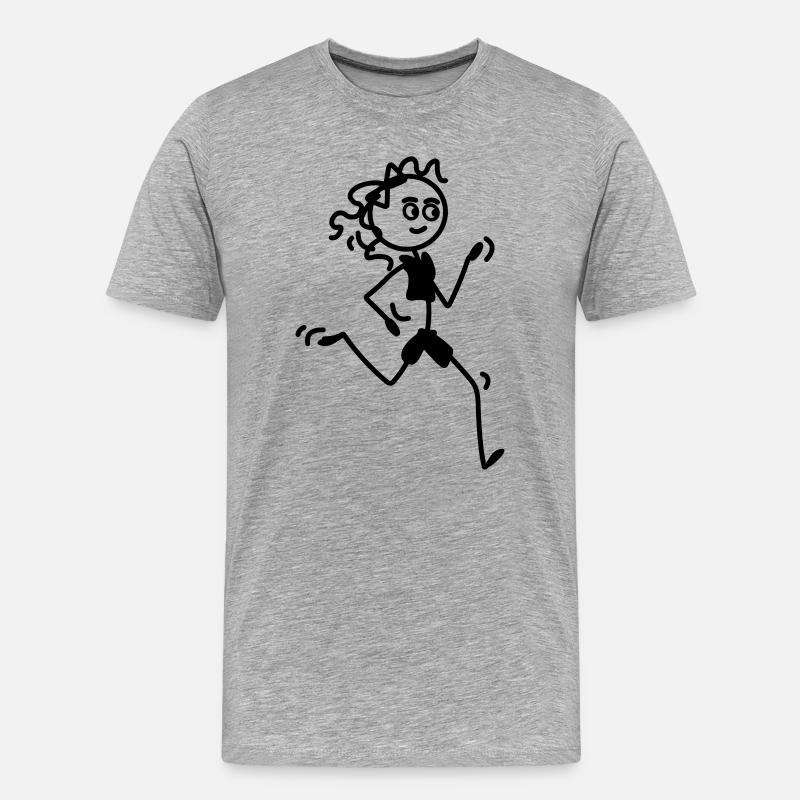 Läuferin Mädchen oder Frau - Männer Premium Bio T-Shirt - Grau meliert