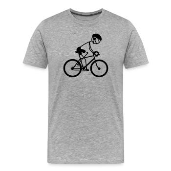 Jeune ou homme à vélo - T-shirt bio Premium Homme - gris chiné - Devant - Damien (186cm)
