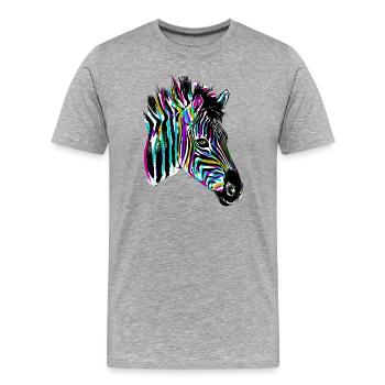 Zèbre coloré - Zèbre coloré - T-shirt bio Premium Homme - gris chiné - Devant - Damien (186cm)