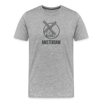 Amsterdam - Männer Premium Bio T-Shirt - Grau meliert - Vorne - Damien (186cm)