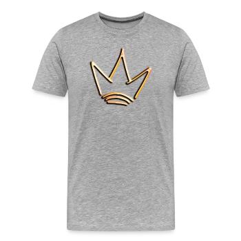 Couronne or rouge avec ombre, simple, isolé - T-shirt bio Premium Homme - gris chiné - Devant - Damien (186cm)