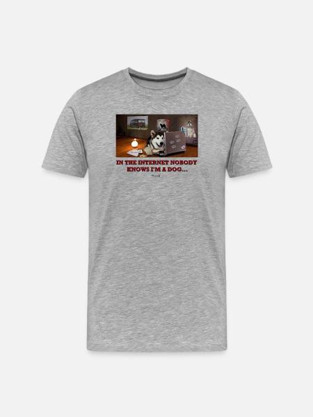 In the internet nobody knows I'm a malamute ... - Men's Premium Organic T-Shirt - heather grey