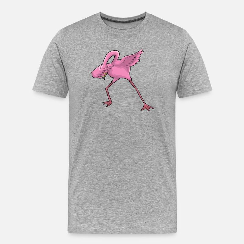 Flamingo Dabbing - Männer Premium Bio T-Shirt - Grau meliert