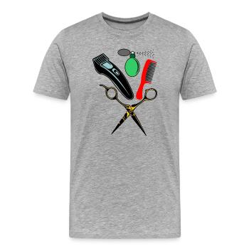 Colorful comb, scissors, shaver nice smelling - Men's Premium Organic T-Shirt - heather grey - Front - Damien (186cm)