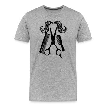 For hair salon with scissors two combs and a mustache - Men's Premium Organic T-Shirt - heather grey - Front - Damien (186cm)