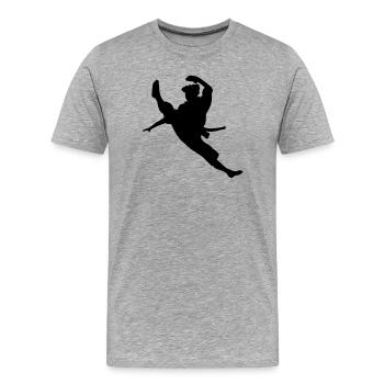 Jumped taekwondo kick shadow figure logo - Men's Premium Organic T-Shirt - heather grey - Front - Damien (186cm)