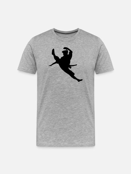 Jumped taekwondo kick shadow figure logo - Men's Premium Organic T-Shirt - heather grey