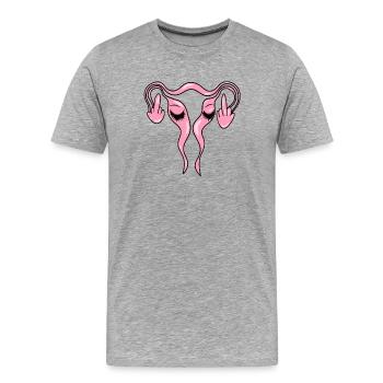 FCK Uterus - Eierstöcke mit Wimpern - Männer Premium Bio T-Shirt - Grau meliert - Vorne - Damien (186cm)