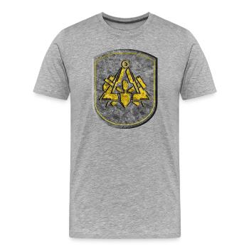 Guild sign bricklayer 3D stone look gold emblem - Men's Premium Organic T-Shirt - heather grey - Front - Damien (186cm)