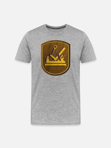Guild tecken snickare snickare 3D trä emblem - Organic T-shirt Ekologisk premium-T-shirt herr - gråmelerad
