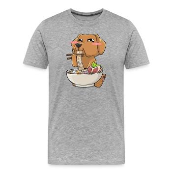 Vizsla Kawaii - Männer Premium Bio T-Shirt - Grau meliert - Vorne - Damien (186cm)