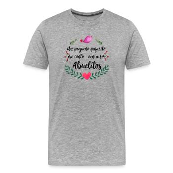 Annonce d’Abuelitos - T-shirt bio Premium Homme - gris chiné - Devant - Damien (186cm)