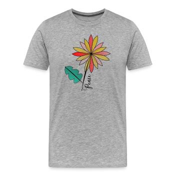 PEACE. PAIX. HAPPY. BONHEUR. HAPINESS. FREEDOM. PO - T-shirt bio Premium Homme - gris chiné - Devant - Damien (186cm)