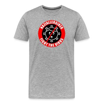 Naziallergiker - Fight the Virus - Warnhinweis - Männer Premium Bio T-Shirt - Grau meliert - Vorne - Damien (186cm)
