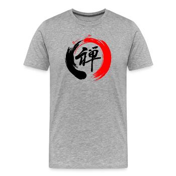 Zen enso zen cercle rouge et noir - T-shirt bio Premium Homme - gris chiné - Devant - Damien (186cm)
