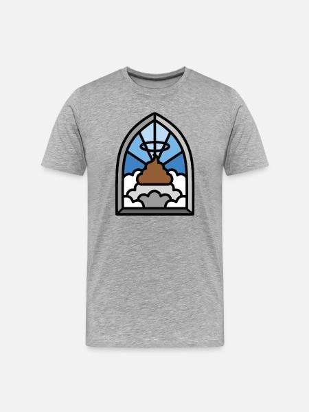 Holy shit stained glass church funny poop meme - Men's Premium Organic T-Shirt - heather grey