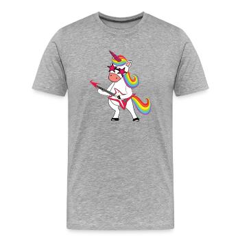 Rainbow Rock Unicorn avec guitare - T-shirt bio Premium Homme - gris chiné - Devant - Damien (186cm)