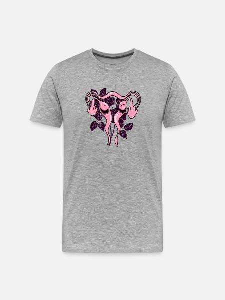 Mittelfinger Uterus Gebärmutter Pro-Choice - Männer Premium Bio T-Shirt - Grau meliert