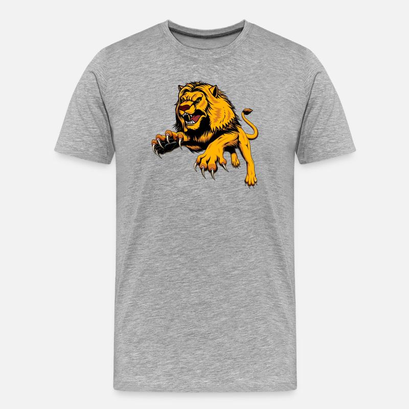 Königlicher Löwe - Männer Premium Bio T-Shirt - Grau meliert