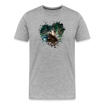 Heulender Malamute - Männer Premium Bio T-Shirt - Grau meliert - Vorne - Damien (186cm)