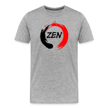 Zen geschrieben in enso zen Kreis rot und schwarz - Männer Premium Bio T-Shirt - Grau meliert - Vorne - Damien (186cm)