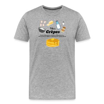 pâte a crêpes recette ingrédients chandeleur - T-shirt bio Premium Homme - gris chiné - Devant - Damien (186cm)