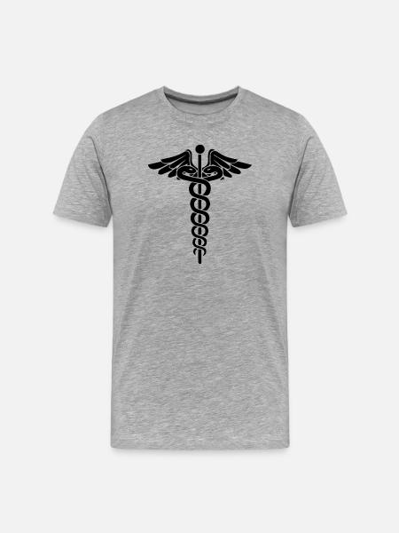 Äskulapstab Asklepiosstab - Männer Premium Bio T-Shirt - Grau meliert