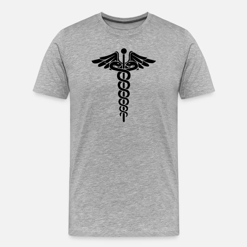 Äskulapstab Asklepiosstab - Männer Premium Bio T-Shirt - Grau meliert