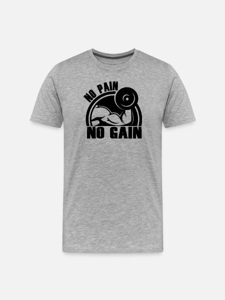 no pain no gain - Men's Premium Organic T-Shirt - heather grey