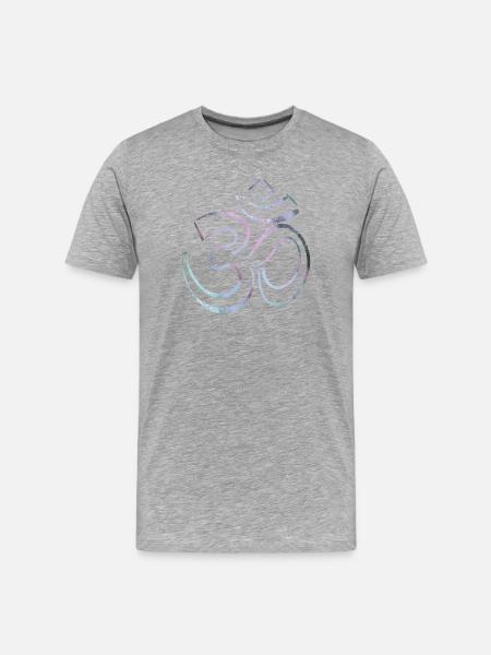 Buntes Karma Om Zeichen - Männer Premium Bio T-Shirt - Grau meliert