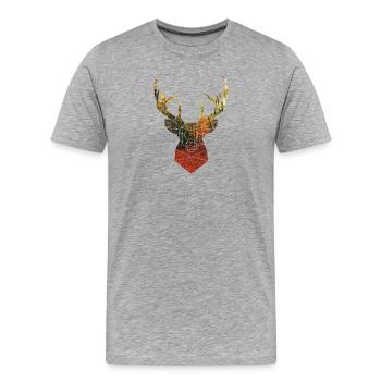 tete de cerf bois en automne - T-shirt bio Premium Homme - gris chiné - Devant - Damien (186cm)