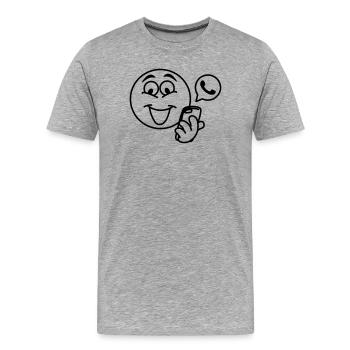 Stick head with a phone and pop-up text berich - Men's Premium Organic T-Shirt - heather grey - Front - Damien (186cm)
