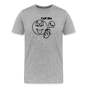 Steckkopf mit Telefon und SMS "Rufen Sie mich an - Männer Premium Bio T-Shirt - Grau meliert - Vorne - Damien (186cm)