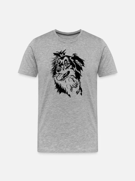 Border Collie head - Men's Premium Organic T-Shirt - heather grey