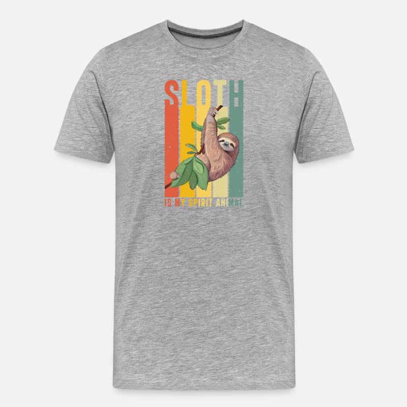 Faultier - Männer Premium Bio T-Shirt - Grau meliert