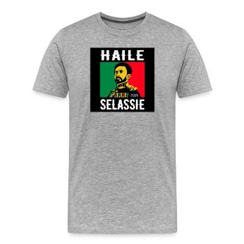 Haile Selassie Portrait in Reggae Style - Men's Premium Organic T-Shirt - heather grey - Front - Damien (186cm)
