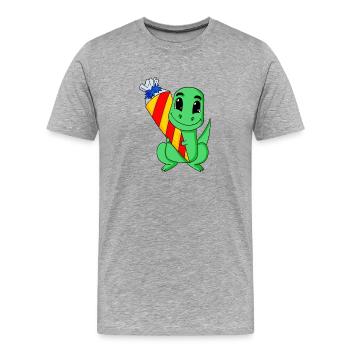 Education dinosaure 1 classe - T-shirt bio Premium Homme - gris chiné - Devant - Damien (186cm)