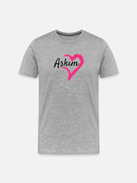 Askim mot idée cadeau turc amour - T-shirt bio Premium Homme - gris chiné