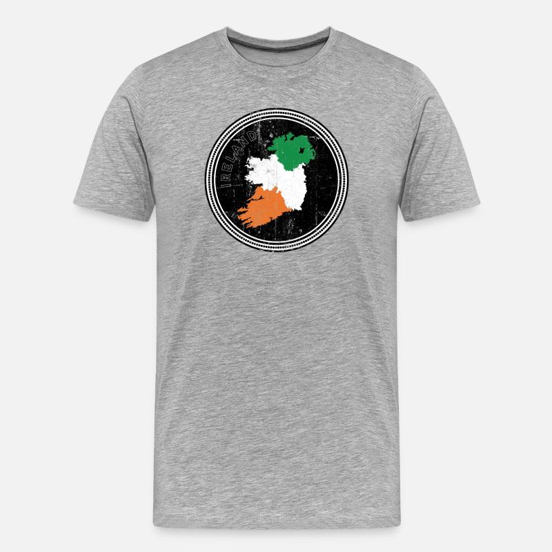 Irland-Trikolore-Kartenemblem - Männer Premium Bio T-Shirt - Grau meliert