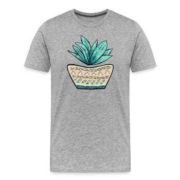 Sukkulenten Topf Muster - Männer Premium Bio T-Shirt - Grau meliert - Vorne - Damien (186cm)