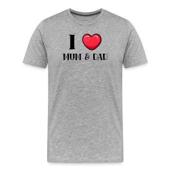J'aime maman papa papa maman parents famille - T-shirt bio Premium Homme - gris chiné - Devant - Damien (186cm)