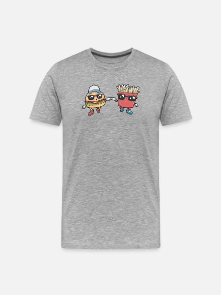 Burgers, frites, restauration rapide - T-shirt bio Premium Homme - gris chiné