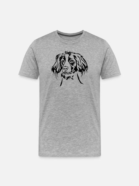 Epagneul Breton head - Men's Premium Organic T-Shirt - heather grey
