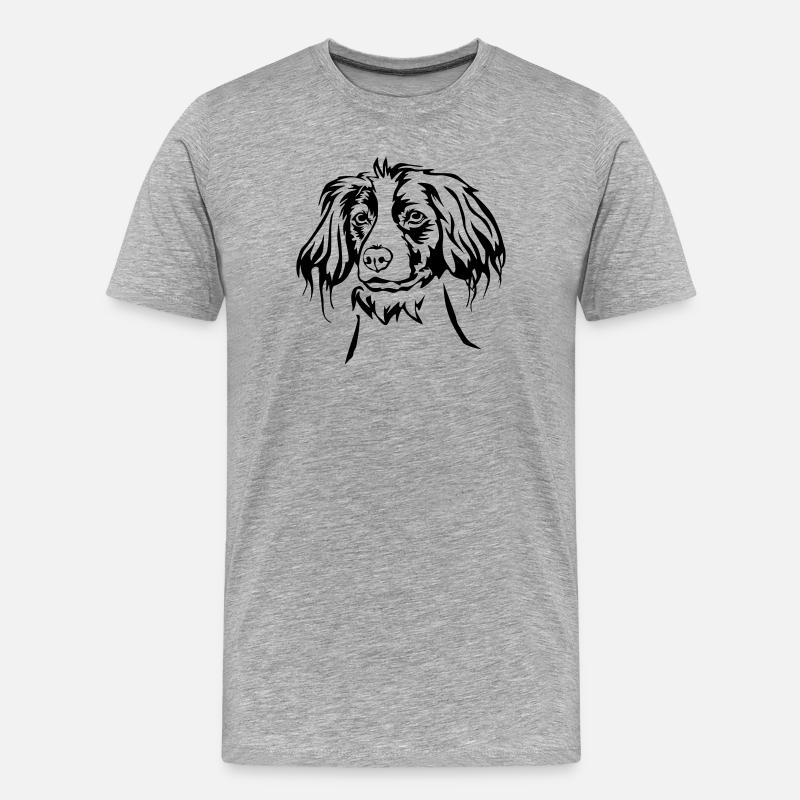 Epagneul Breton Kopf - Männer Premium Bio T-Shirt - Grau meliert